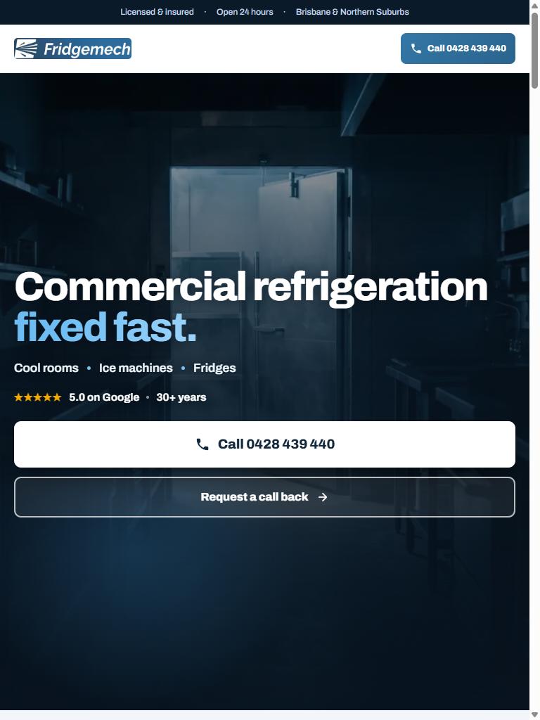 Fridgemech website — Commercial Refrigeration Repairs Brisbane